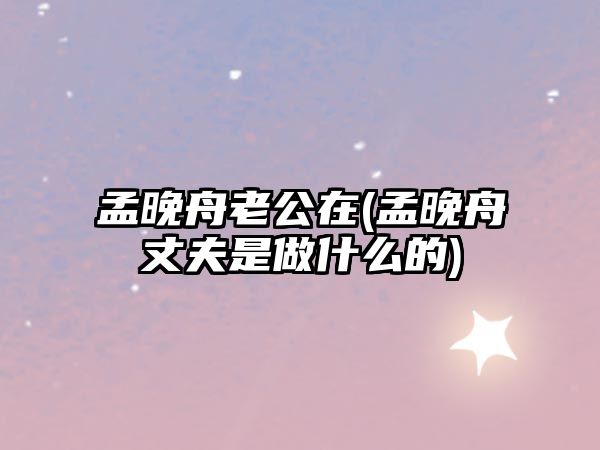 孟晚舟老公在(孟晚舟丈夫是做什么的)