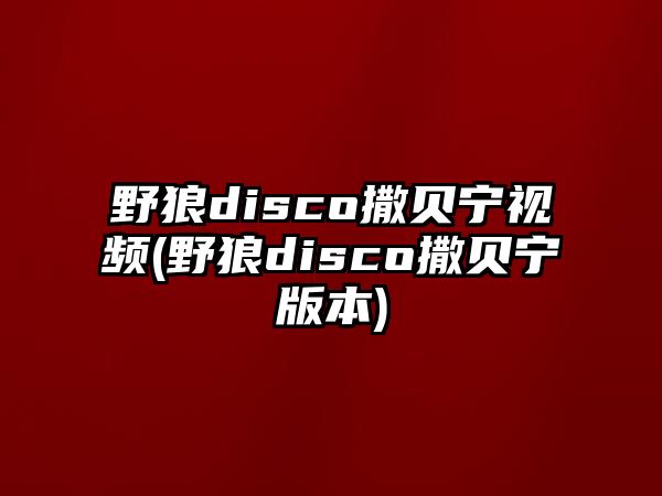 野狼disco撒貝寧視頻(野狼disco撒貝寧版本)