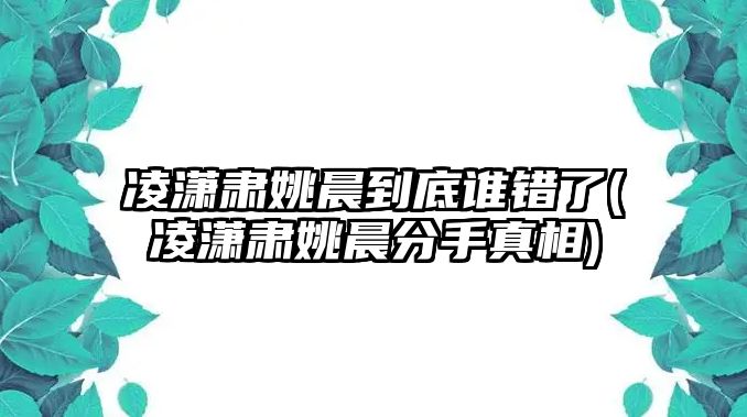 凌瀟肅姚晨到底誰(shuí)錯了(凌瀟肅姚晨分手真相)