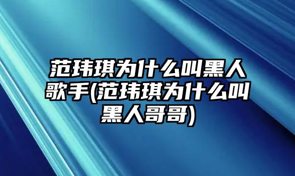 范瑋琪為什么叫黑人歌手(范瑋琪為什么叫黑人哥哥)