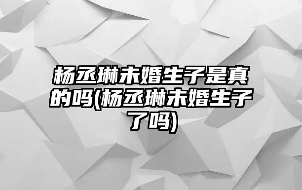 楊丞琳未婚生子是真的嗎(楊丞琳未婚生子了嗎)