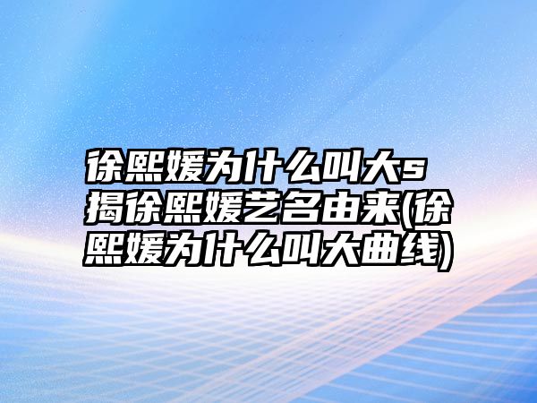 徐熙媛為什么叫大s 揭徐熙媛藝名由來(lái)(徐熙媛為什么叫大曲線(xiàn))