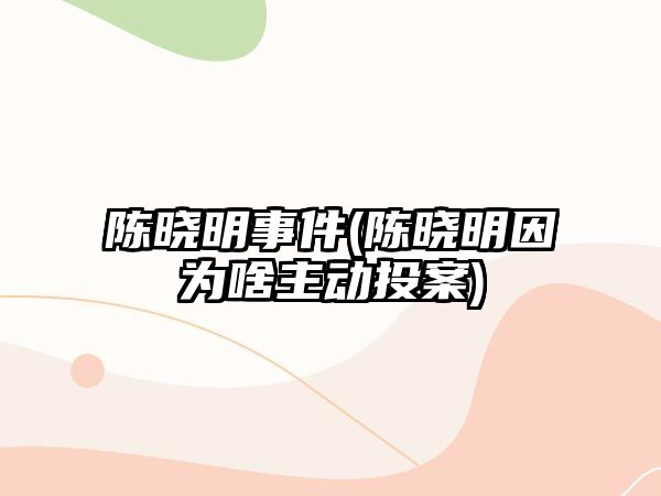 陳曉明事件(陳曉明因為啥主動(dòng)投案)