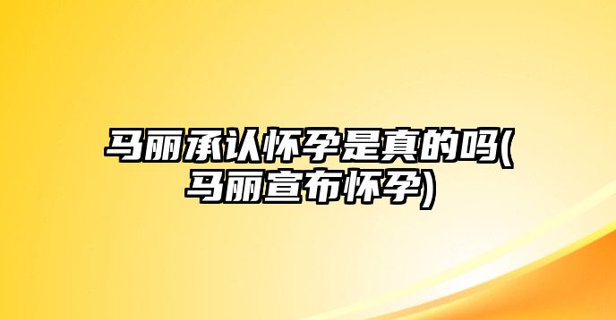 馬麗承認懷孕是真的嗎(馬麗宣布懷孕)