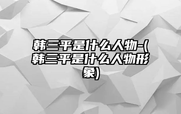 韓三平是什么人物-(韓三平是什么人物形象)