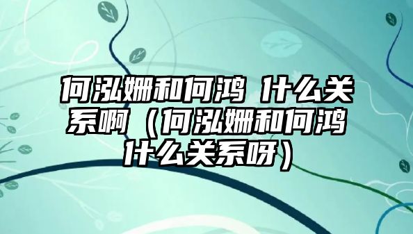 何泓姍和何鴻燊什么關(guān)系?。ê毋鼕櫤秃硒櫉鍪裁搓P(guān)系呀）