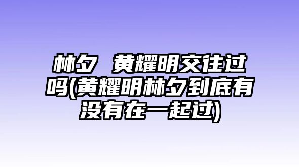 林夕 黃耀明交往過(guò)嗎(黃耀明林夕到底有沒(méi)有在一起過(guò))