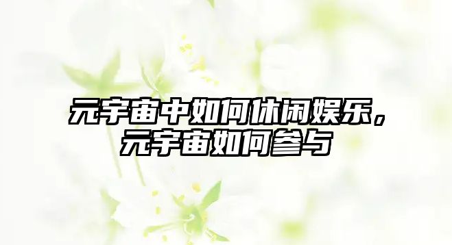 元宇宙中如何休閑娛樂(lè )，元宇宙如何參與