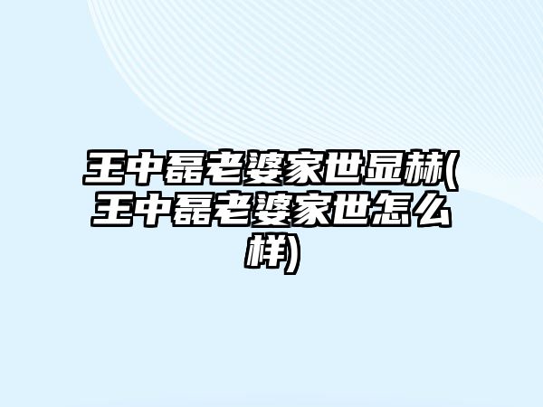 王中磊老婆家世顯赫(王中磊老婆家世怎么樣)