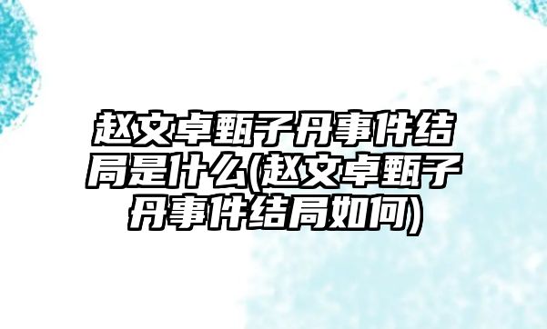 趙文卓甄子丹事件結局是什么(趙文卓甄子丹事件結局如何)