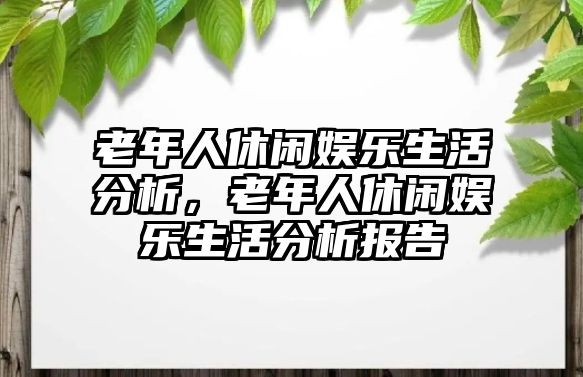 老年人休閑娛樂(lè )生活分析，老年人休閑娛樂(lè )生活分析報告