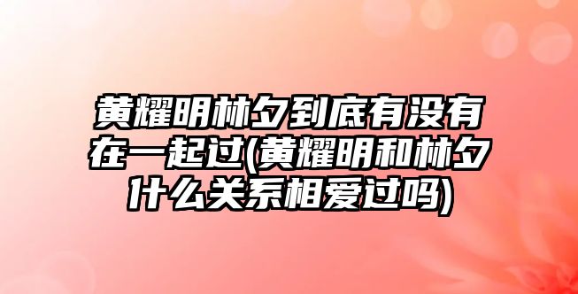 黃耀明林夕到底有沒(méi)有在一起過(guò)(黃耀明和林夕什么關(guān)系相愛(ài)過(guò)嗎)