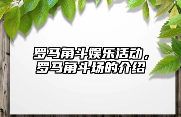 羅馬角斗娛樂(lè )活動(dòng)，羅馬角斗場(chǎng)的介紹