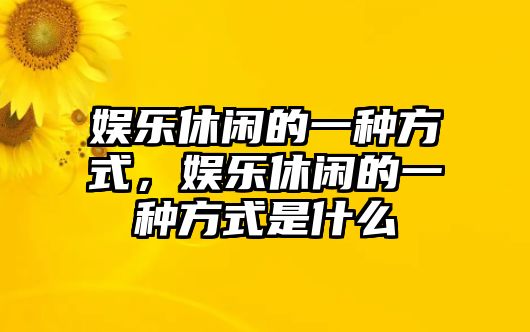 娛樂(lè )休閑的一種方式，娛樂(lè )休閑的一種方式是什么