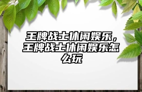 王牌戰士休閑娛樂(lè )，王牌戰士休閑娛樂(lè )怎么玩