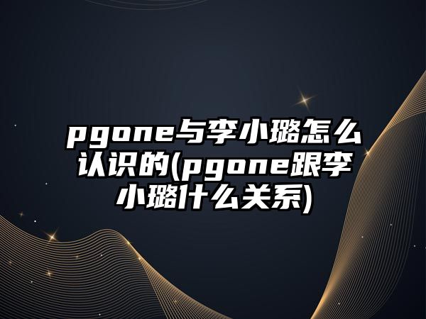 pgone與李小璐怎么認識的(pgone跟李小璐什么關(guān)系)