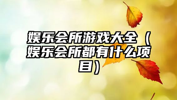 娛樂(lè )會(huì )所游戲大全（娛樂(lè )會(huì )所都有什么項目）