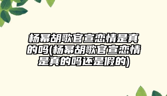 楊冪胡歌官宣戀情是真的嗎(楊冪胡歌官宣戀情是真的嗎還是假的)