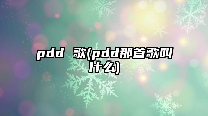 pdd 歌(pdd那首歌叫什么)