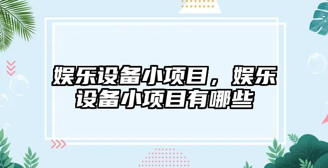 娛樂(lè )設備小項目，娛樂(lè )設備小項目有哪些