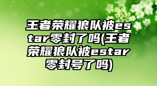 王者榮耀狼隊被estar零封了嗎(王者榮耀狼隊被estar零封號了嗎)