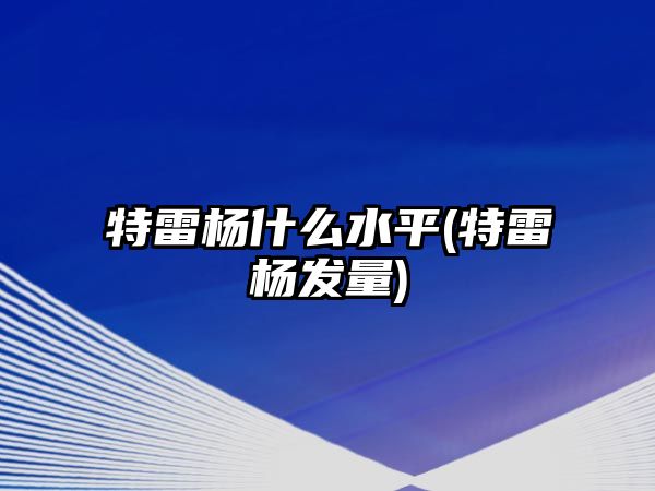 特雷楊什么水平(特雷楊發(fā)量)