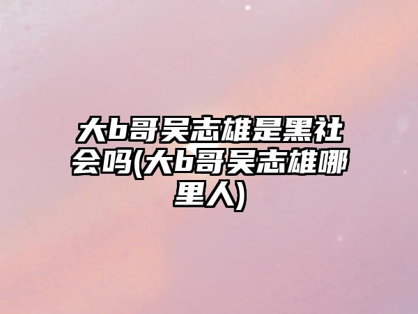 大b哥吳志雄是黑社會(huì )嗎(大b哥吳志雄哪里人)