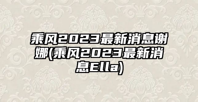 乘風(fēng)2023最新消息謝娜(乘風(fēng)2023最新消息Ella)