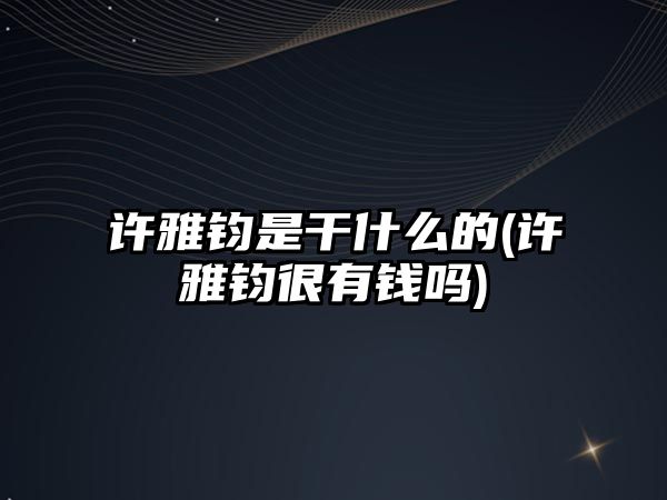 許雅鈞是干什么的(許雅鈞很有錢(qián)嗎)