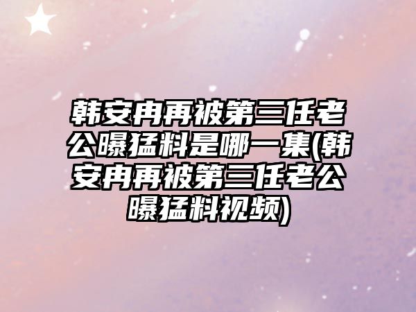 韓安冉再被第三任老公曝猛料是哪一集(韓安冉再被第三任老公曝猛料視頻)