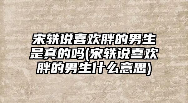 宋軼說(shuō)喜歡胖的男生是真的嗎(宋軼說(shuō)喜歡胖的男生什么意思)