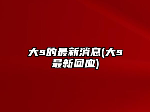 大s的最新消息(大s最新回應)