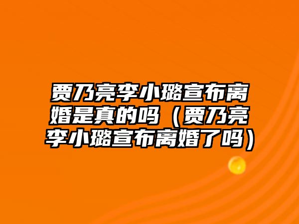 賈乃亮李小璐宣布離婚是真的嗎（賈乃亮李小璐宣布離婚了嗎）