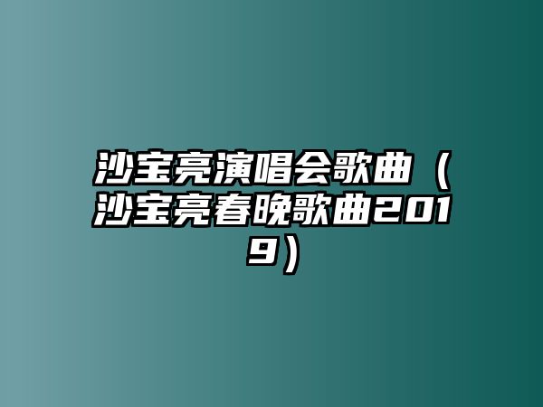 沙寶亮演唱會(huì )歌曲（沙寶亮春晚歌曲2019）