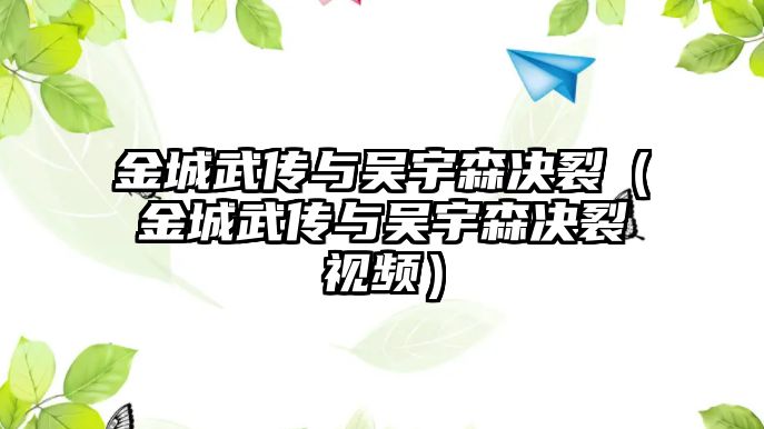 金城武傳與吳宇森決裂（金城武傳與吳宇森決裂視頻）