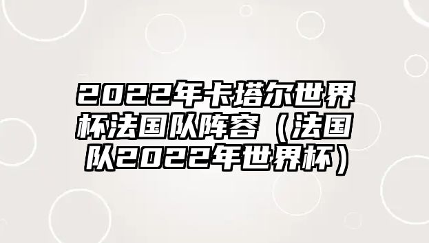 2022年卡塔爾世界杯法國隊陣容（法國隊2022年世界杯）