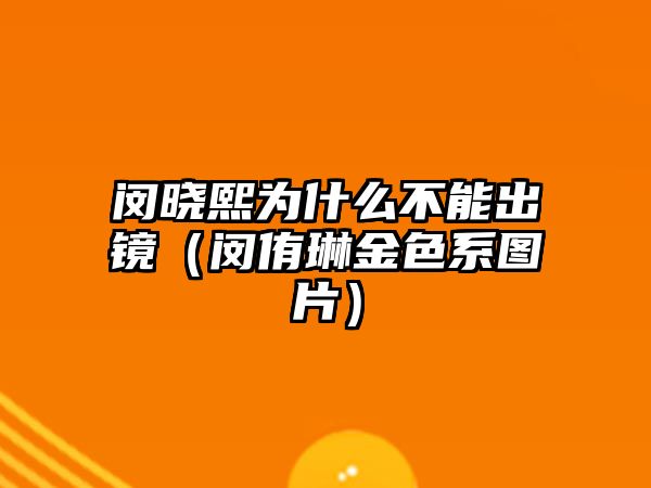 閔曉熙為什么不能出鏡（閔侑琳金色系圖片）