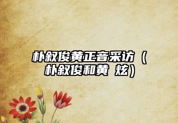 樸敘俊黃正音采訪(fǎng)（樸敘俊和黃旼炫）