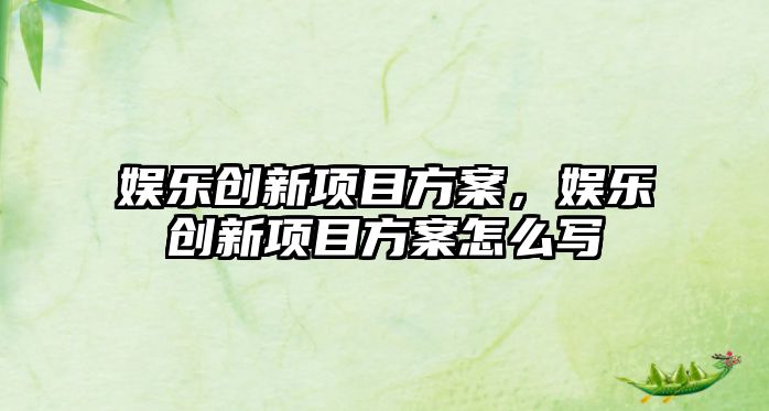 娛樂(lè )創(chuàng  )新項目方案，娛樂(lè )創(chuàng  )新項目方案怎么寫(xiě)