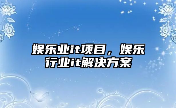 娛樂(lè )業(yè)it項目，娛樂(lè )行業(yè)it解決方案