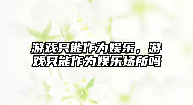 游戲只能作為娛樂(lè )，游戲只能作為娛樂(lè )場(chǎng)所嗎