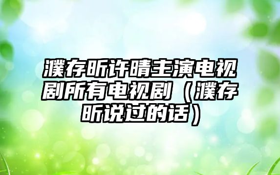 濮存昕許晴主演電視劇所有電視?。ㄥТ骊空f(shuō)過(guò)的話(huà)）