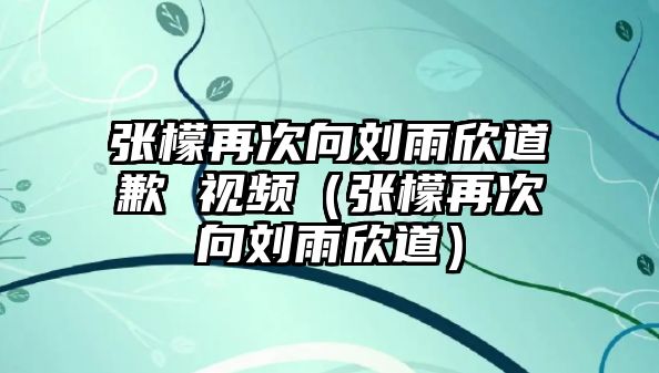 張檬再次向劉雨欣道歉 視頻（張檬再次向劉雨欣道）