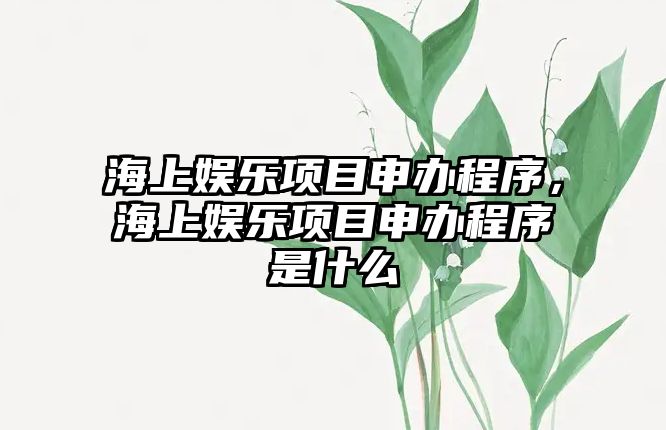 海上娛樂(lè )項目申辦程序，海上娛樂(lè )項目申辦程序是什么