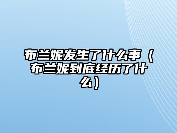 布蘭妮發(fā)生了什么事（布蘭妮到底經(jīng)歷了什么）