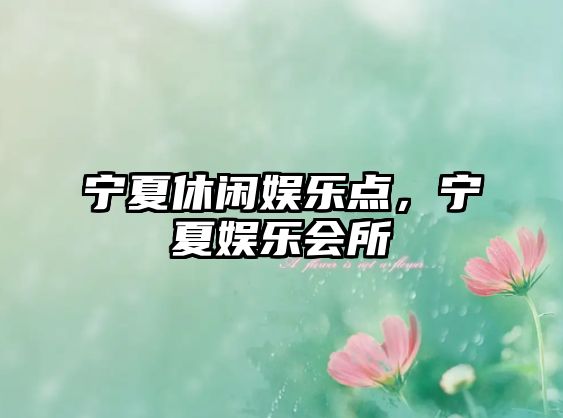 寧夏休閑娛樂(lè )點(diǎn)，寧夏娛樂(lè )會(huì )所