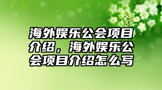 海外娛樂(lè )公會(huì )項目介紹，海外娛樂(lè )公會(huì )項目介紹怎么寫(xiě)