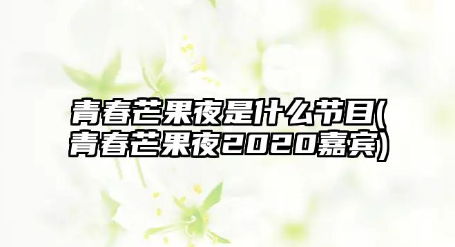 青春芒果夜是什么節目(青春芒果夜2020嘉賓)