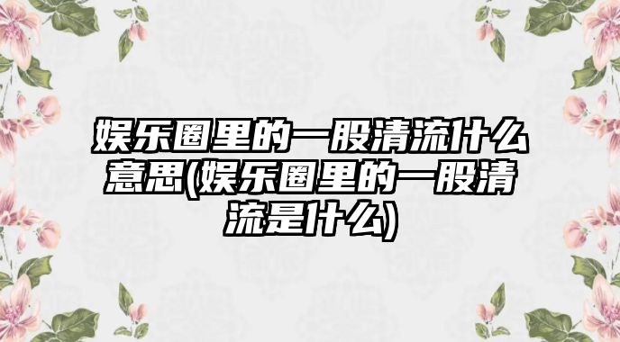 娛樂(lè )圈里的一股清流什么意思(娛樂(lè )圈里的一股清流是什么)