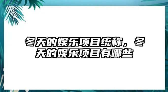 冬天的娛樂(lè )項目統稱(chēng)，冬天的娛樂(lè )項目有哪些